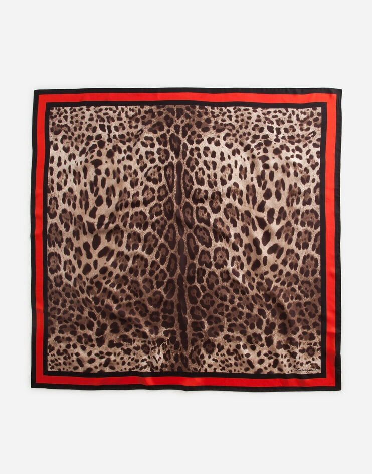 Leopard-print twill scarf (90 x 90) - 1