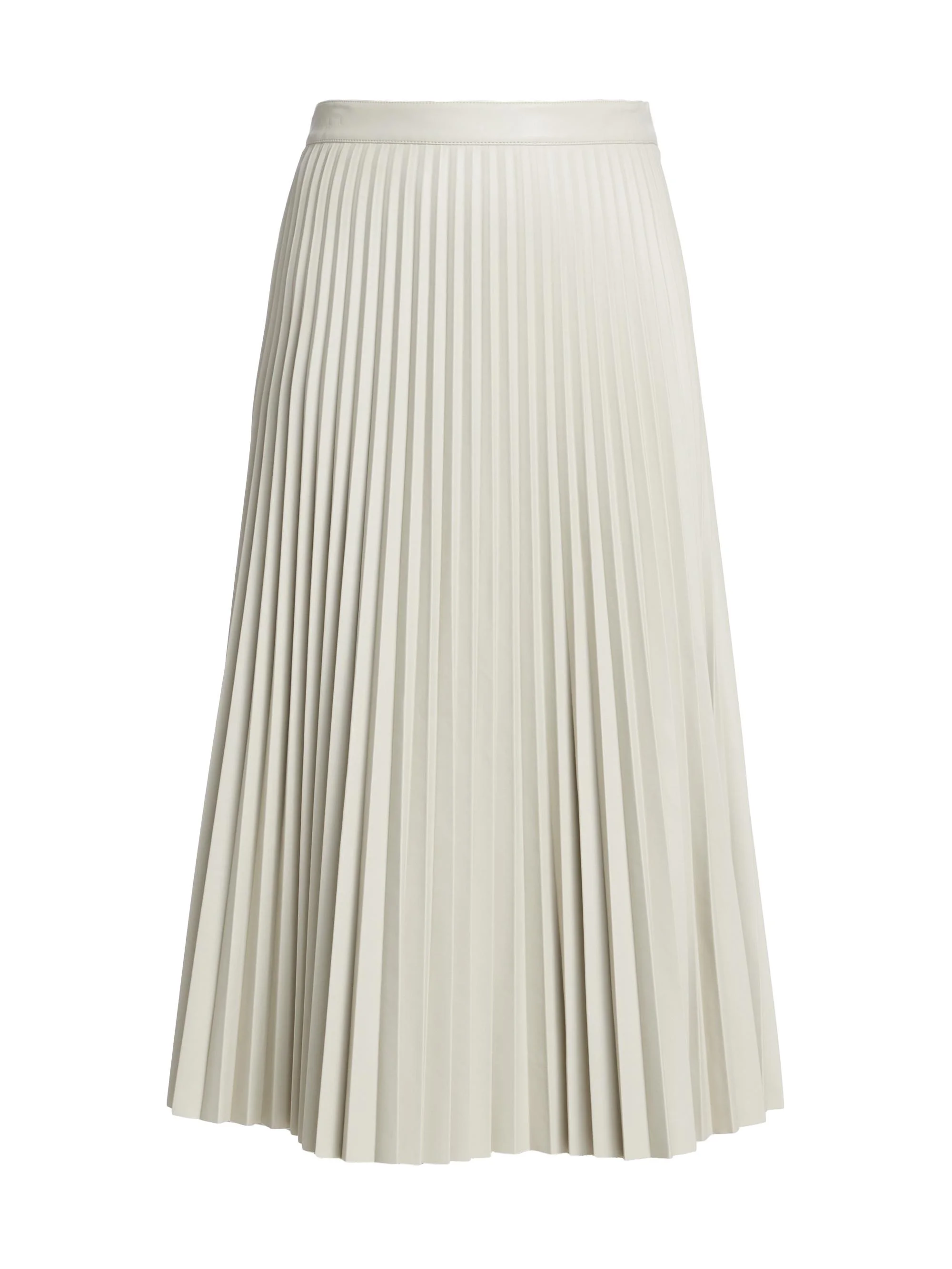 Women's Pleated Faux-Leather Midi-Skirt - Off White - 1