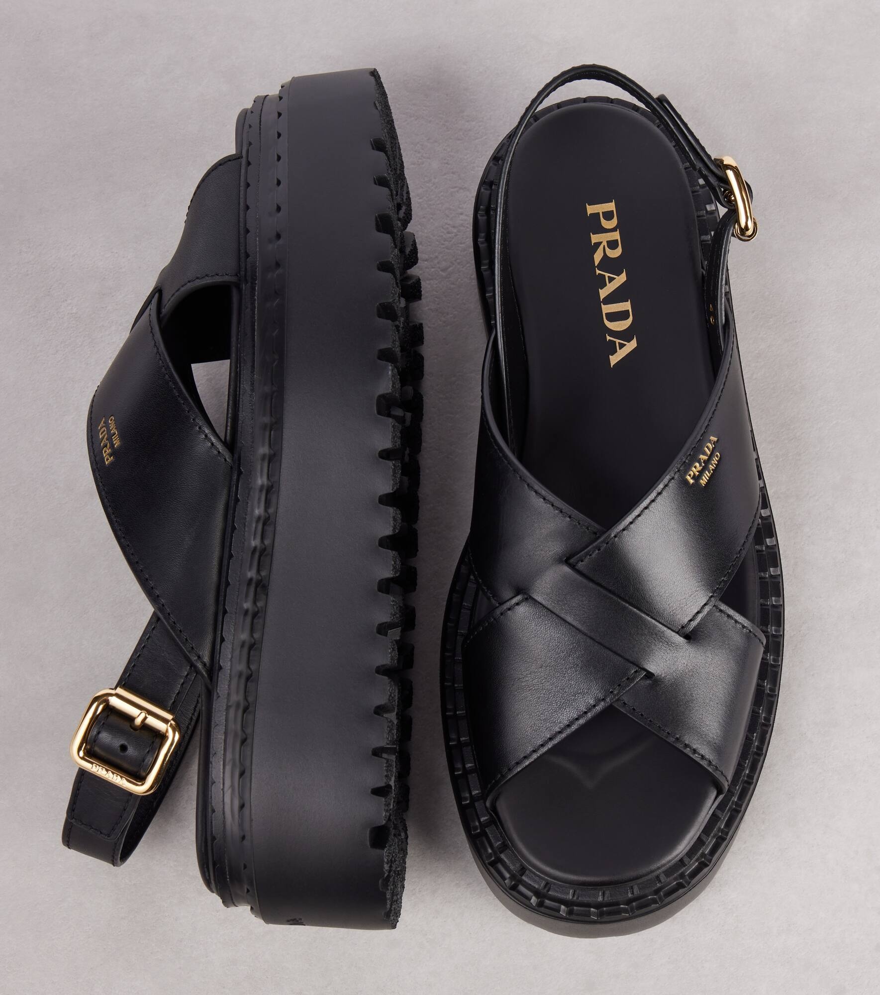 Leather platform sandals - 5