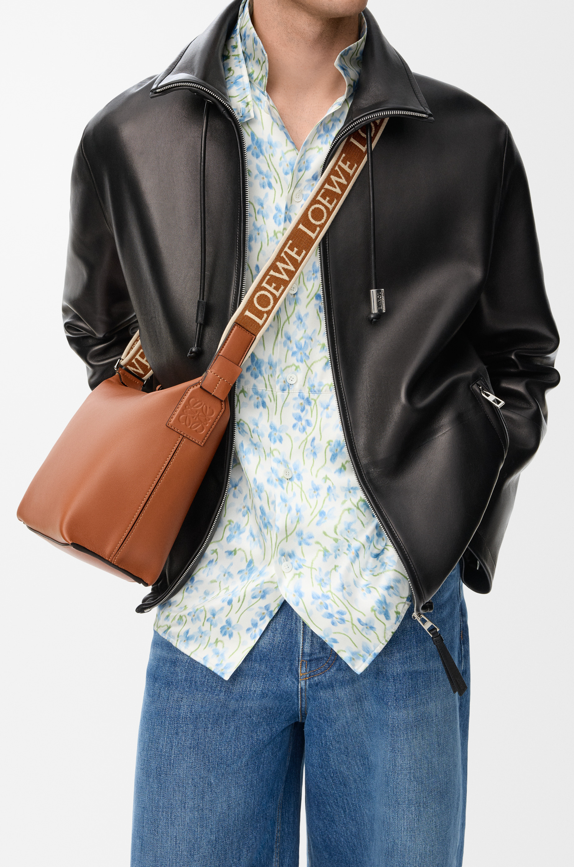Small Cubi Crossbody bag in supple smooth calfskin and jacquard - 3
