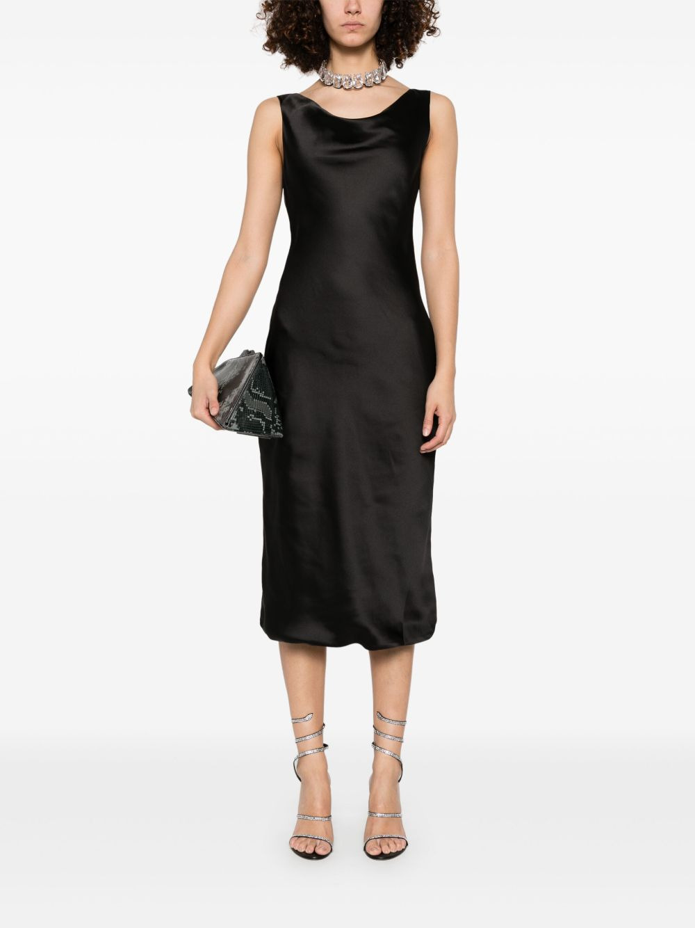 drape-neck midi dress - 2