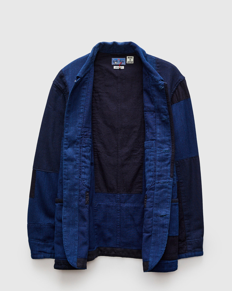 Blue Blue Japan Kasezome Sashiko Nenrin Coverall Jacket in Patchwork Indigo outlook