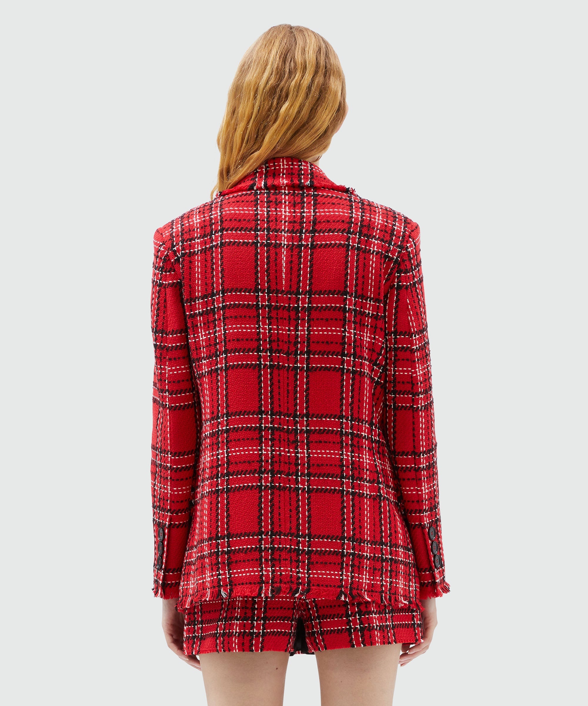 Red tartan cotton tweed jacket - 3
