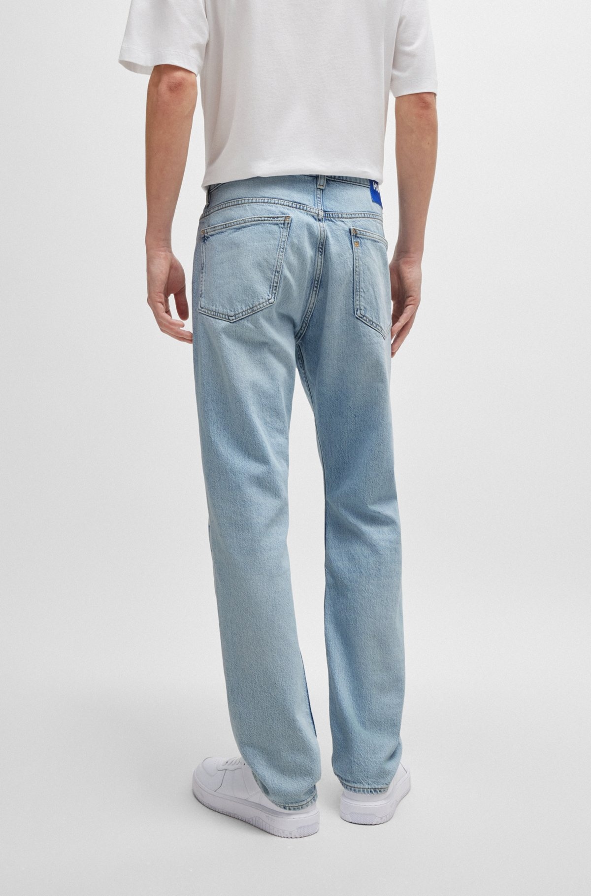 SLIM-FIT JEANS IN BLUE STRETCH DENIM - 4