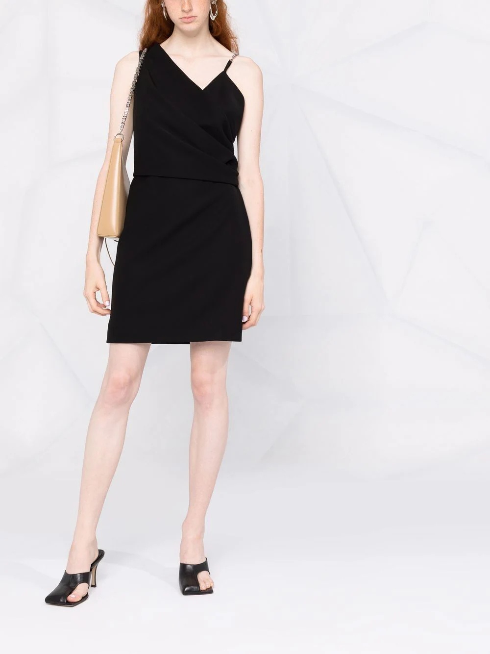 chain-strap asymmetric-neck dress - 2