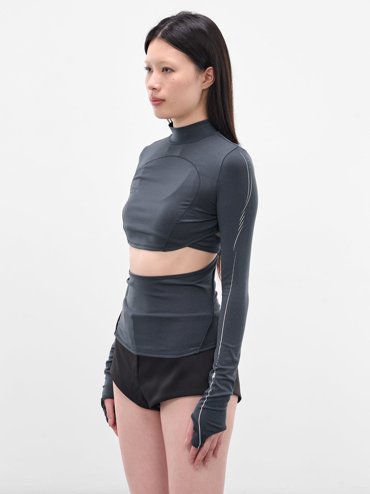Charcoal Double Layer Crop Top - 2