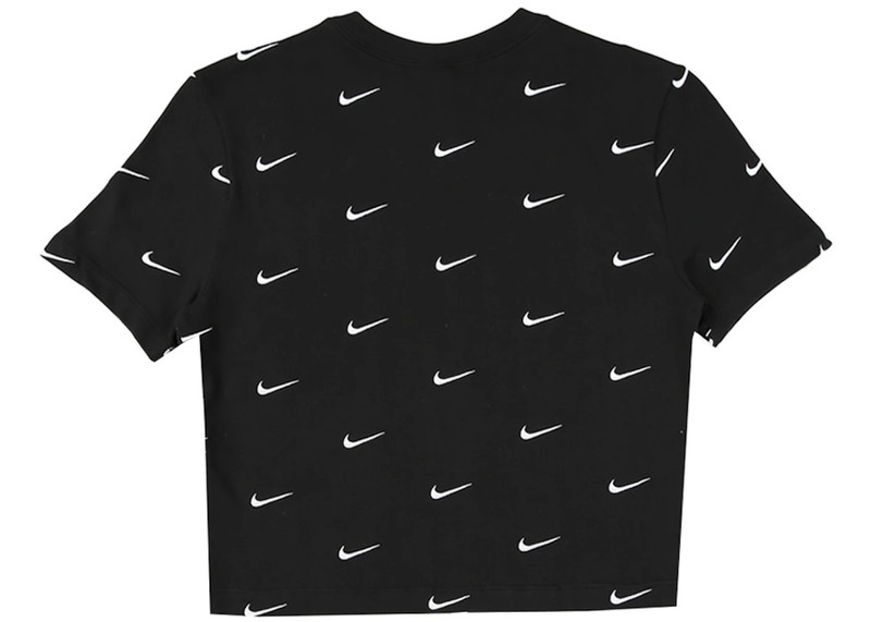 Nike Nike All Over Swoosh Logo Cropped T-Shirt Black outlook