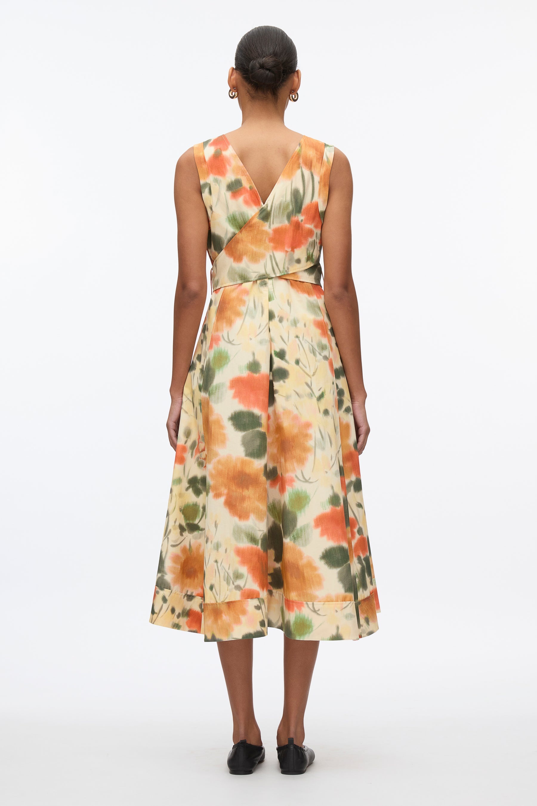 Blurred Marigold Belted Midi Dress - 4