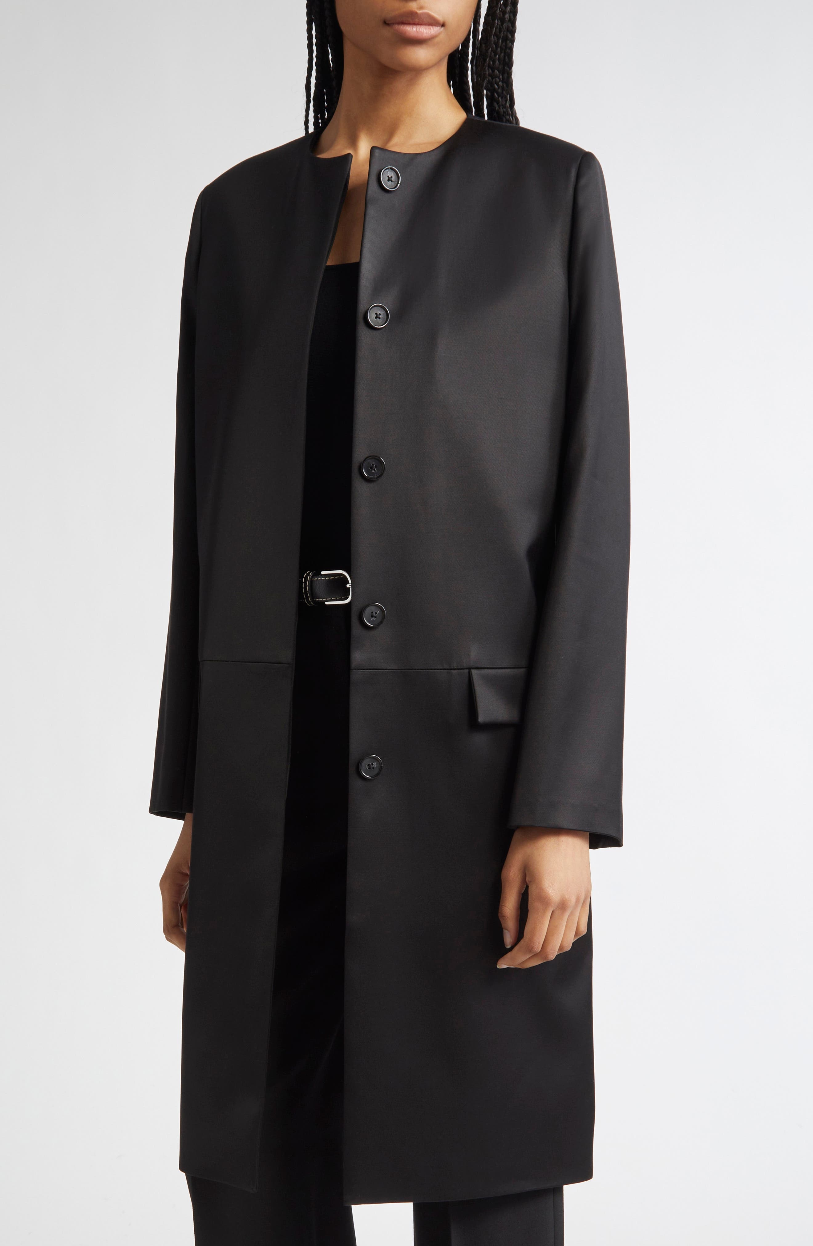 TOTEME Collarless Chintz Coat in Black at Nordstrom - 2