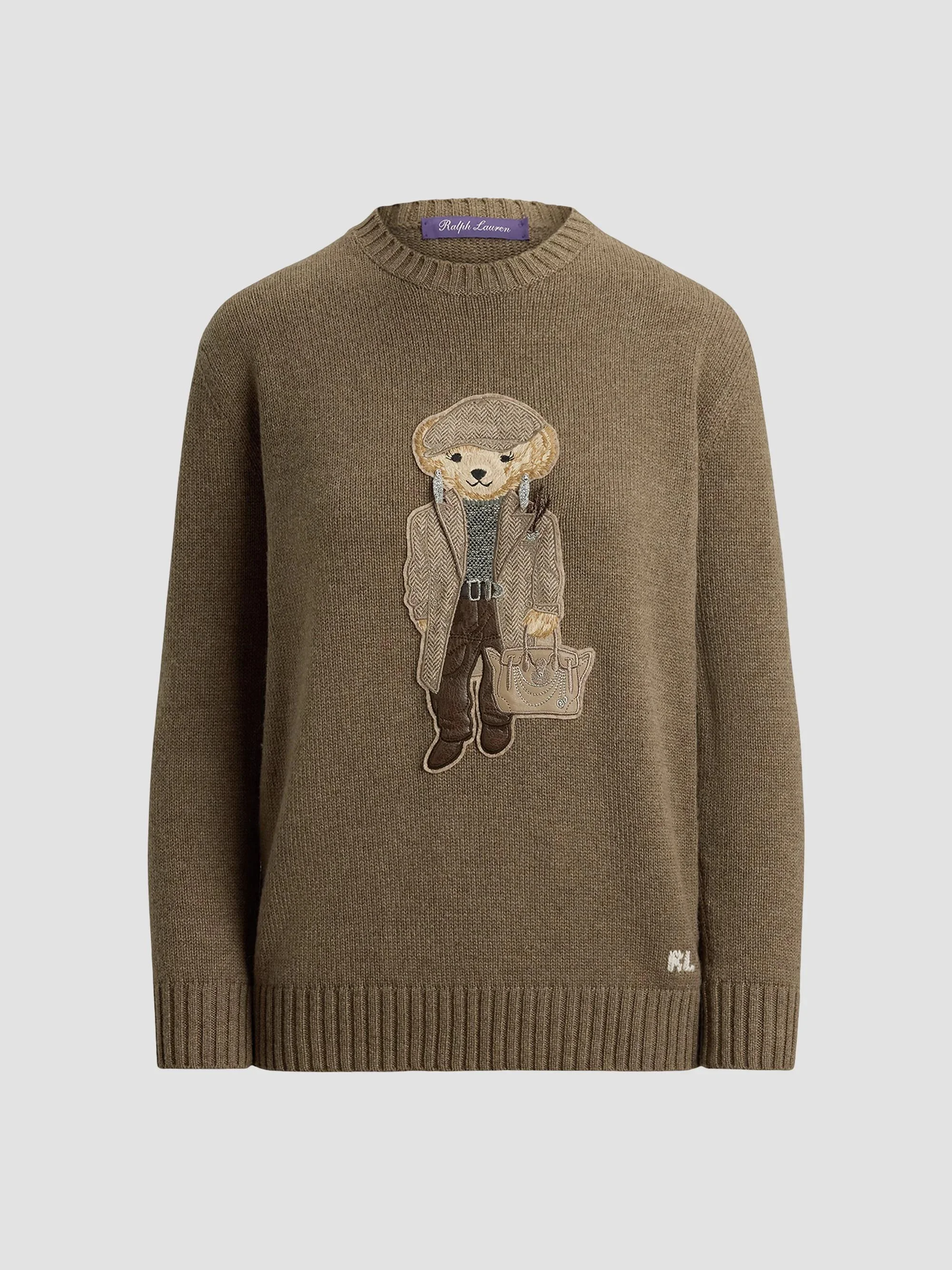 Women's Fall Polo Bear Cashmere Sweater - Beige - 1