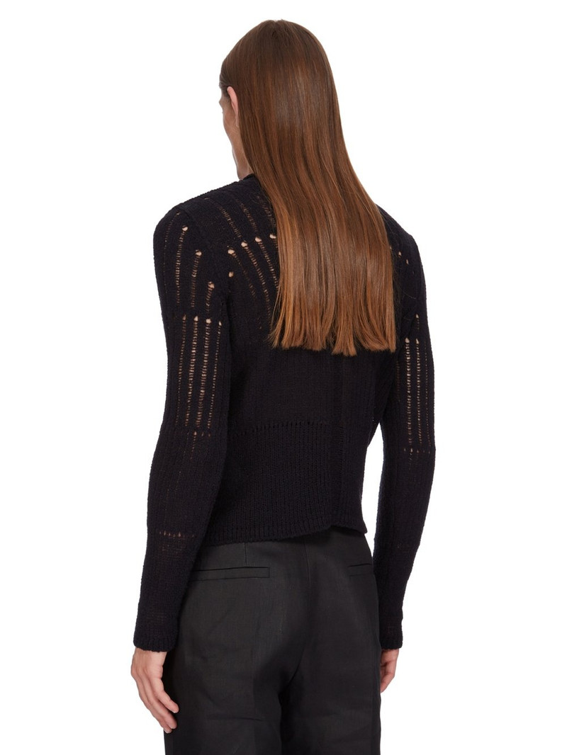 Black Hollywood Cropped Biker Round Neck Sweater 3