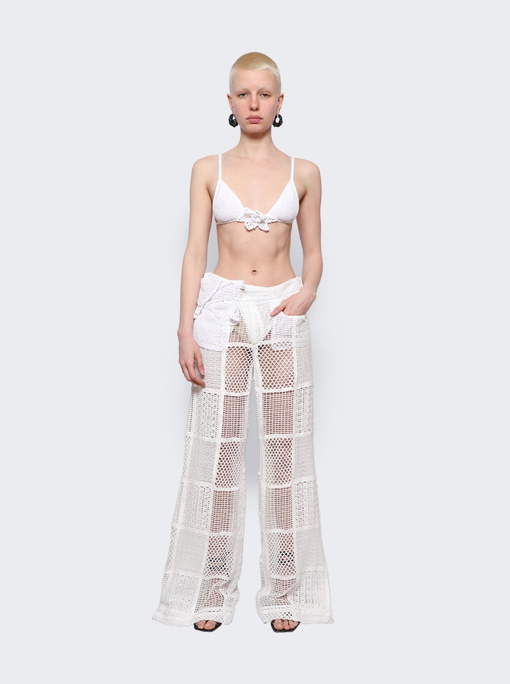 Boyfriend Trousers With Flower Details White - 2