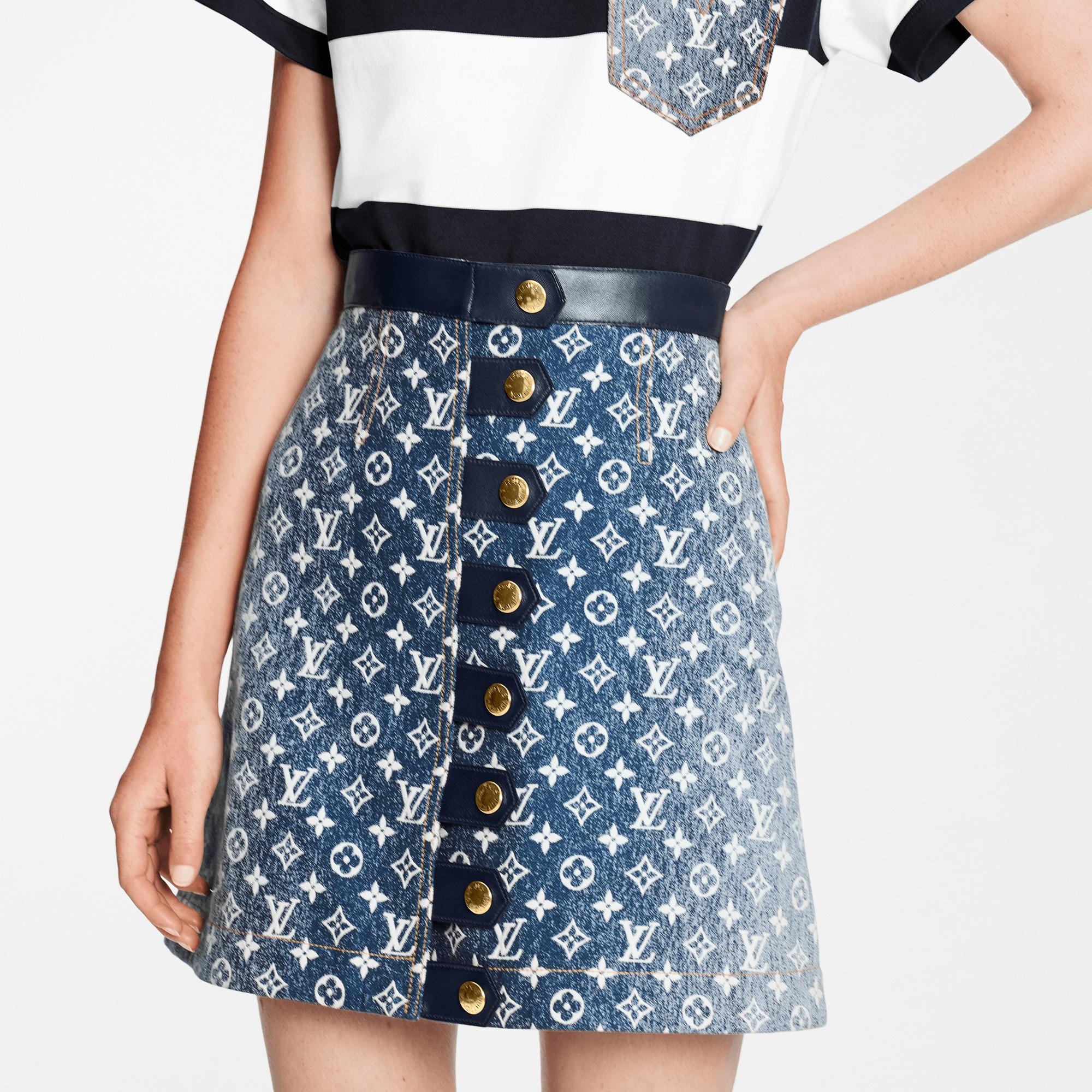 Monogram Jacquard Denim A-Line Skirt - 3