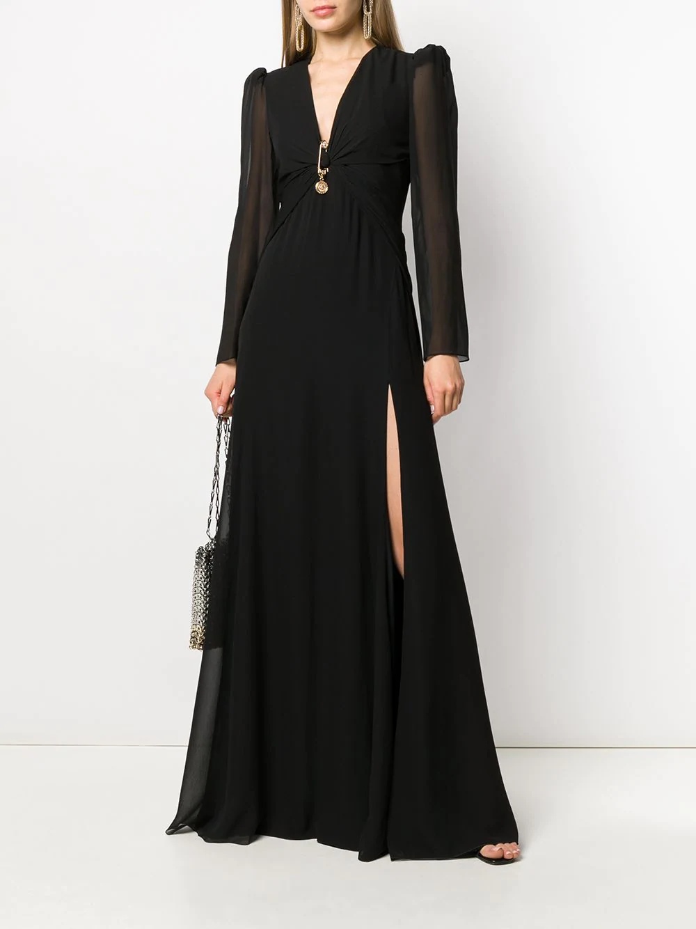 draped safety pin long dress - 2