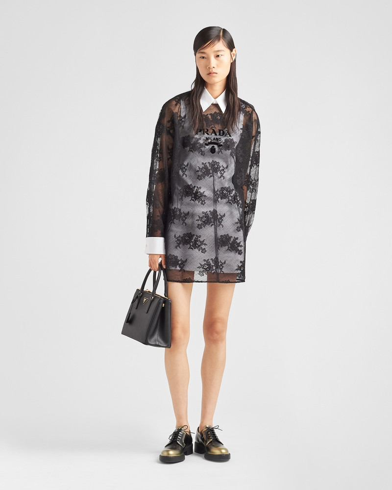 Prada Embroidered lace and poplin mini-dress - P3I67R_12BZ_F0967_S_231 |  REVERSIBLE
