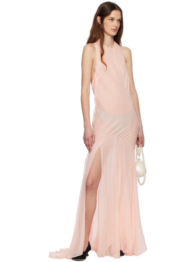 Simone Rocha Pink Bow Detail Halter Maxi Dress outlook