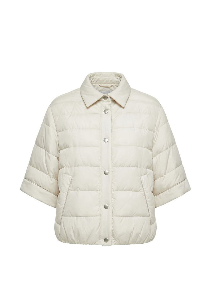 quilted cropped-sleeve jacket 1