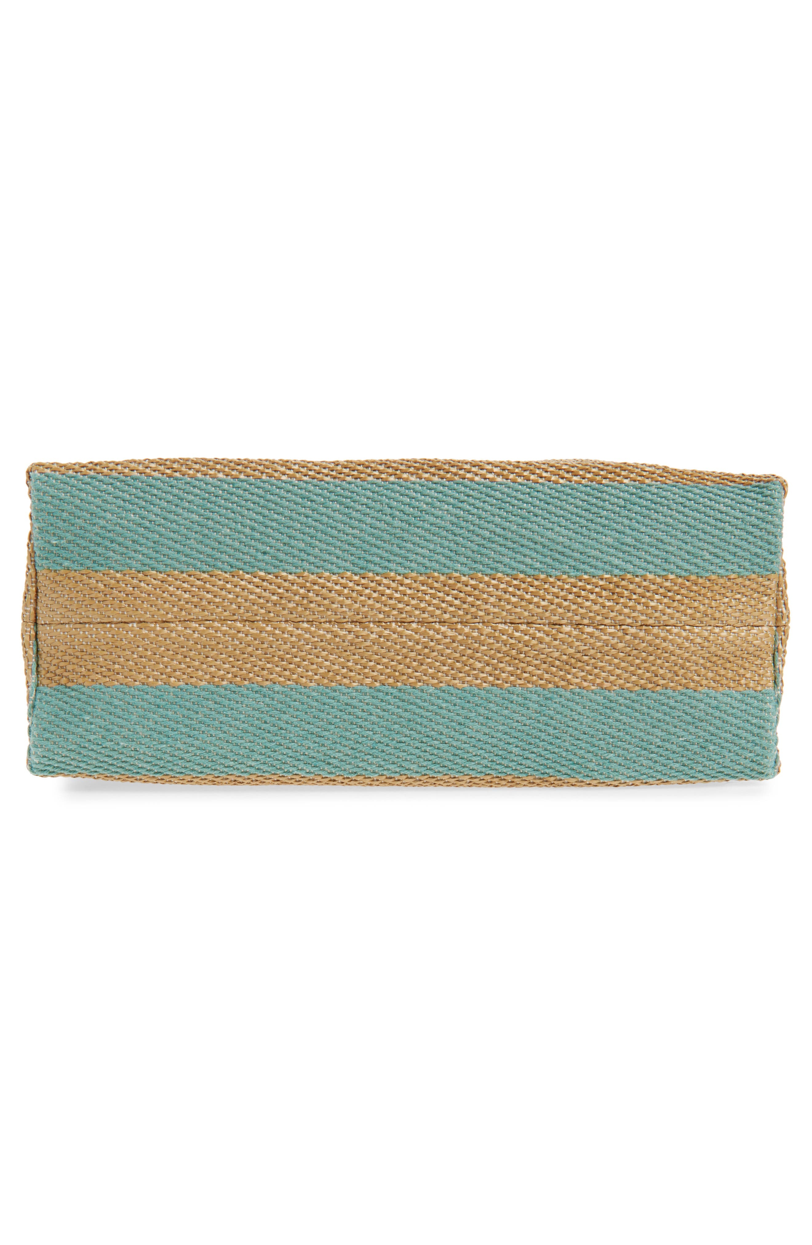 Marni Small Logo Stripe Woven Tote in Teal/Blue at Nordstrom - 7