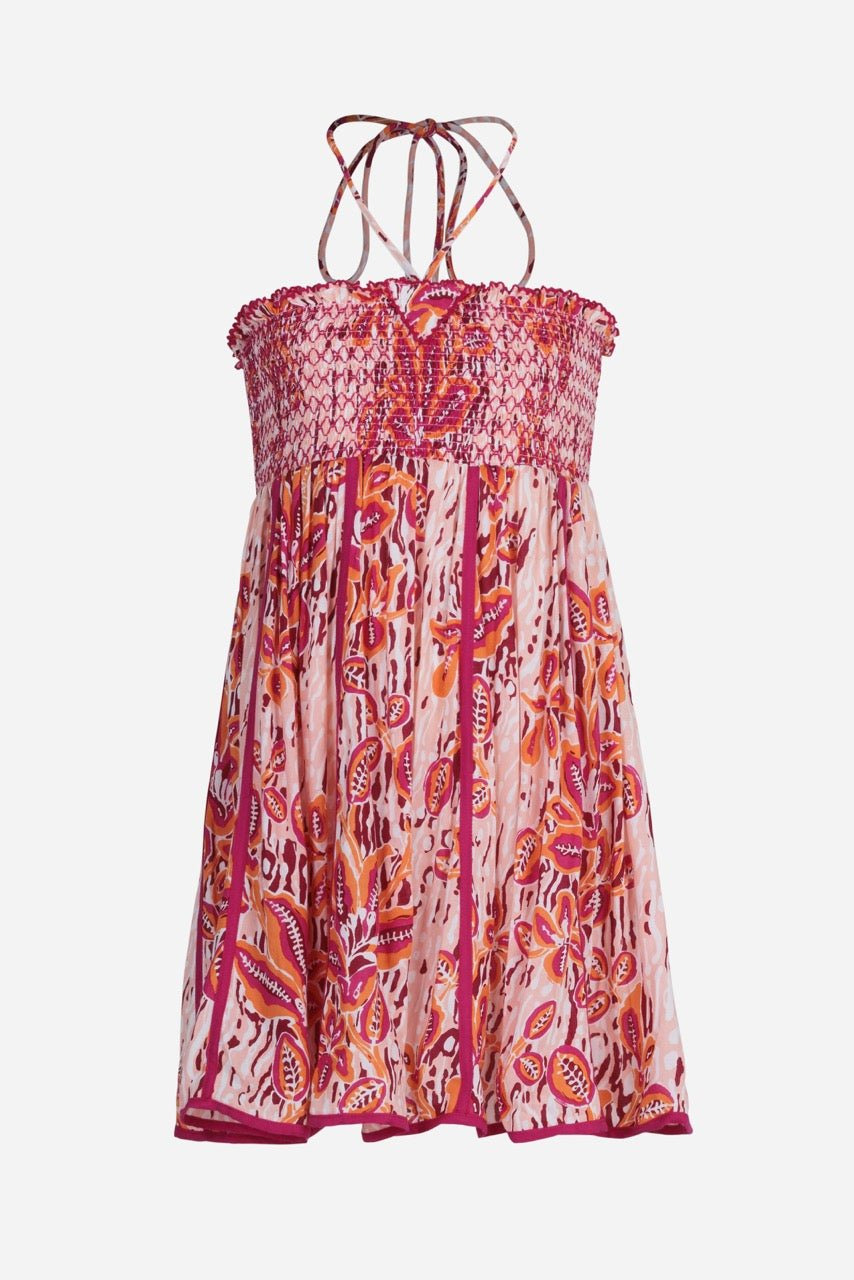 Mini Dress Cycas for girls - Pink Exotic Forest - 1