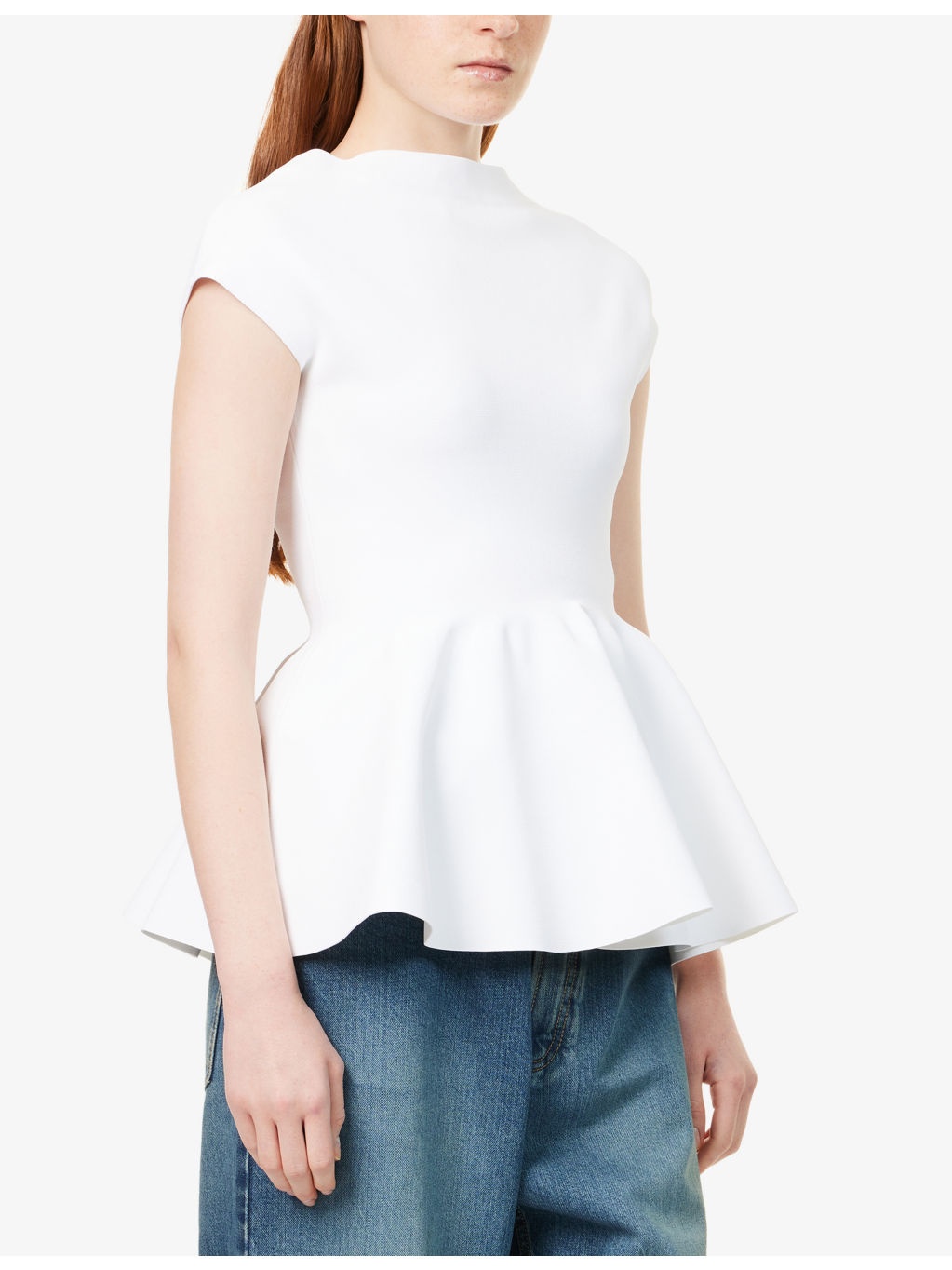 Peplum Cap-Sleeves Knitted Top - 3