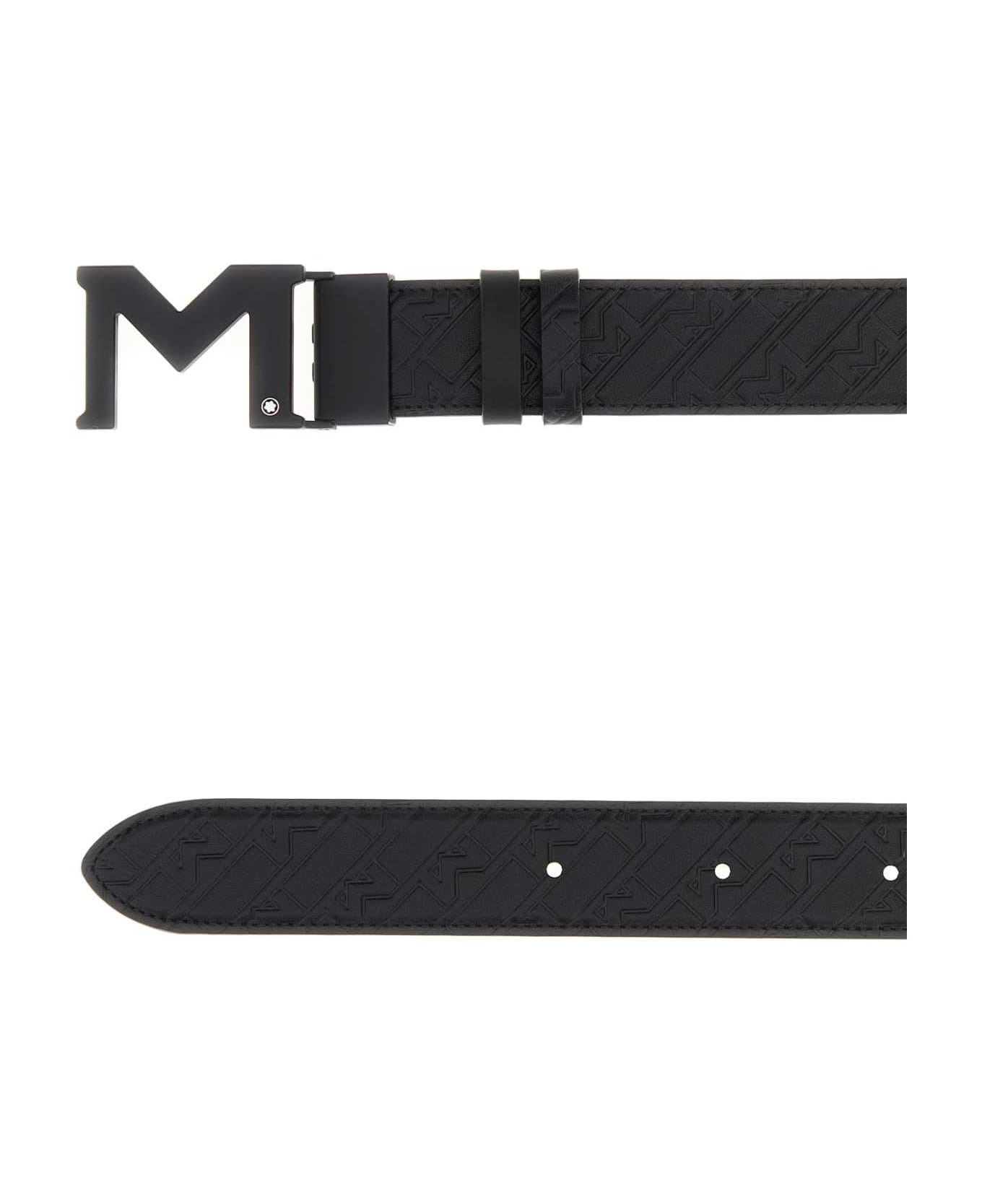 Black Leather Reversible Belt - 2
