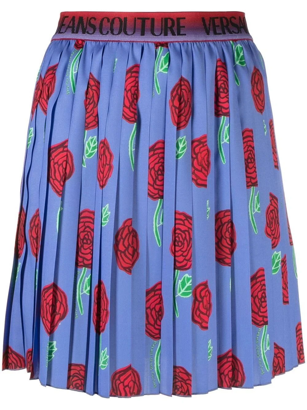 logo-waistband pleated miniskirt - 1