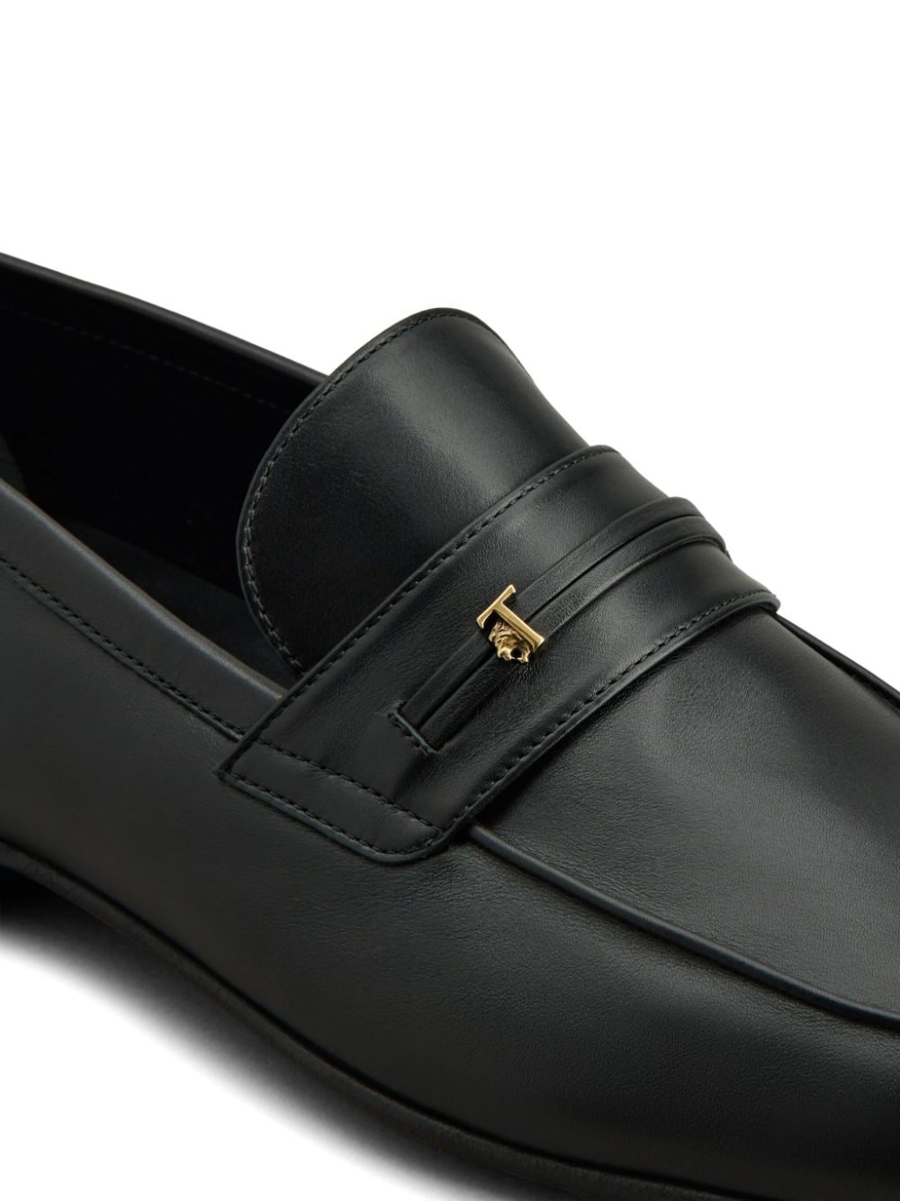 leather logo-patch loafers - 5