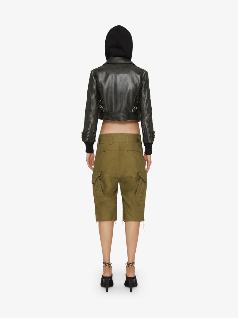 VOYOU SHORT BIKER JACKET IN LEATHER 4