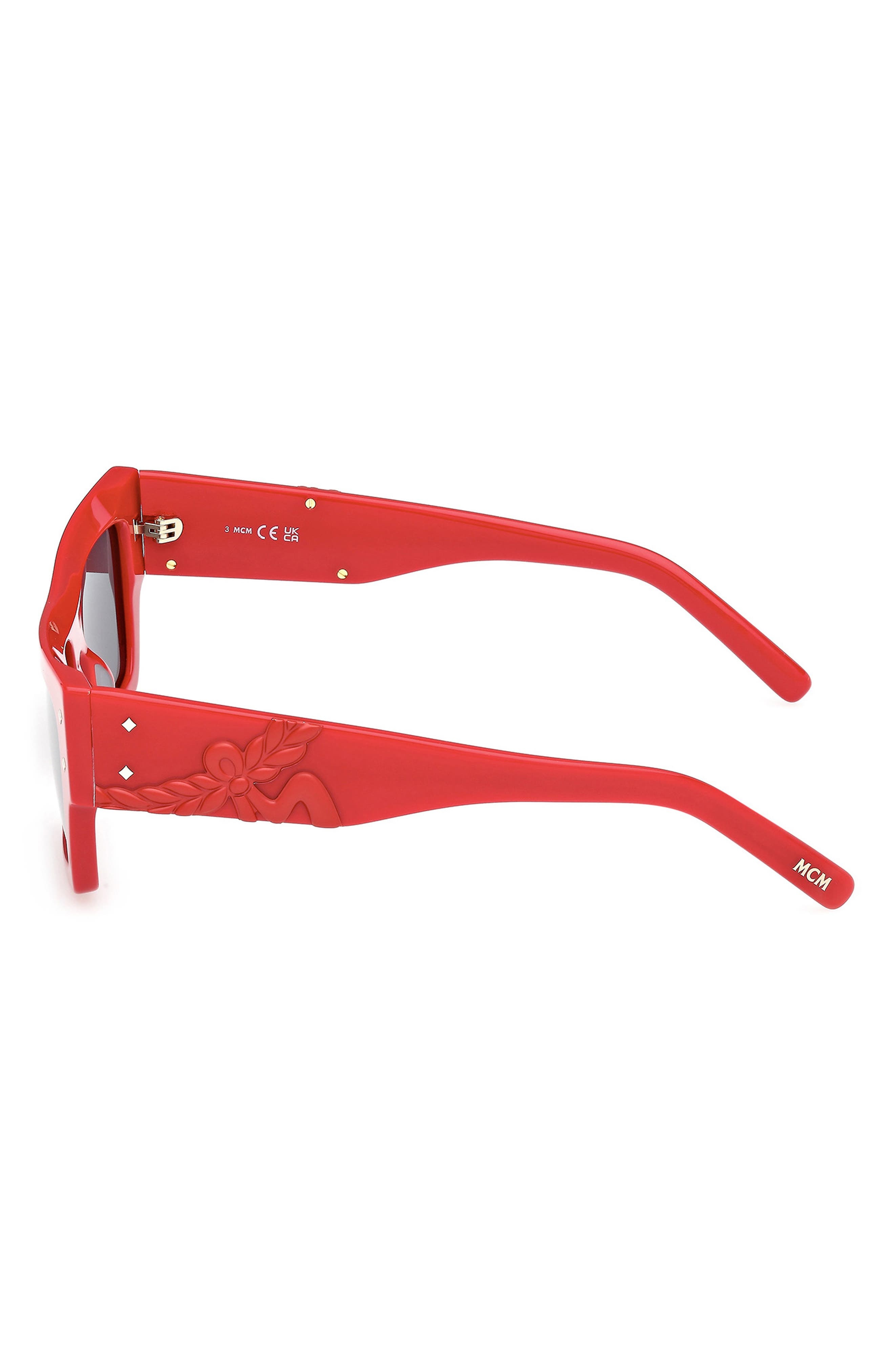 MCM 53mm Navigator Sunglasses in Shiny Red /Smoke at Nordstrom - 8