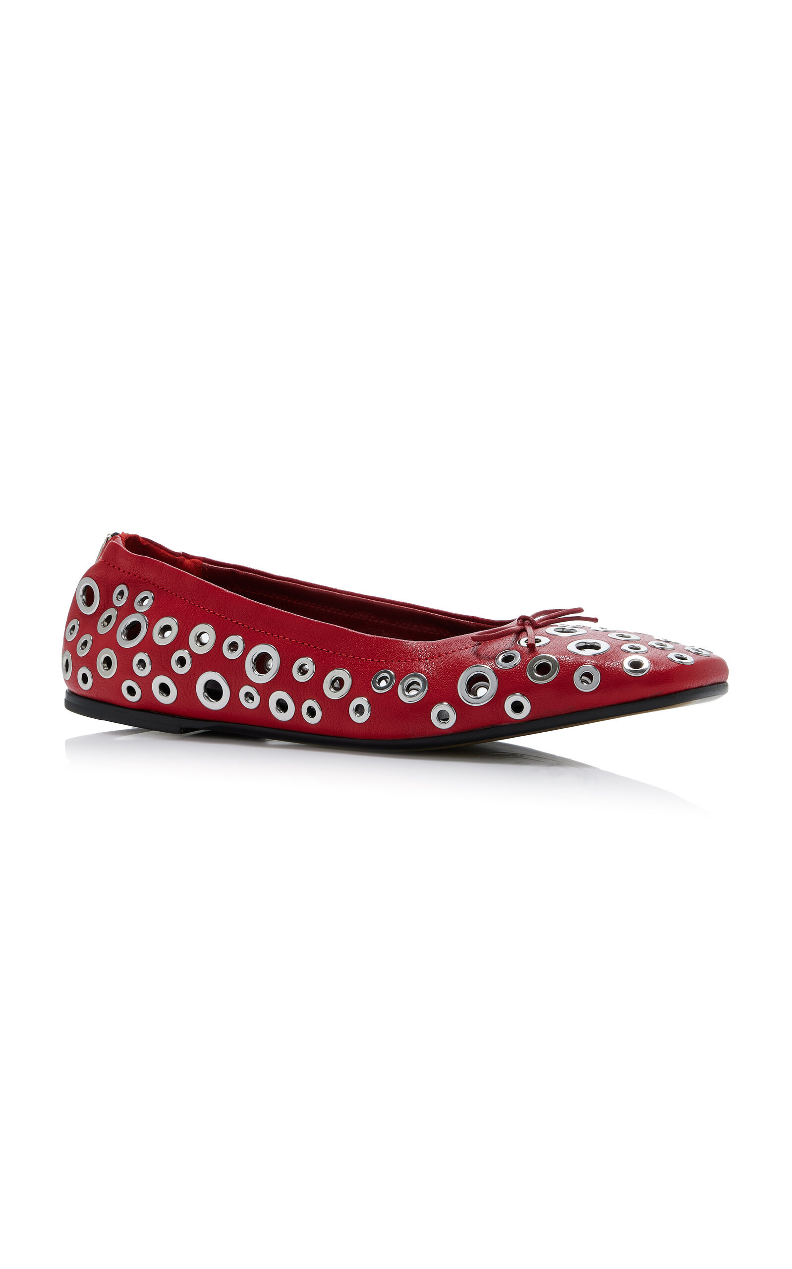 Amy Eyelet-Embellished Nappa Ballerina Flats red - 4