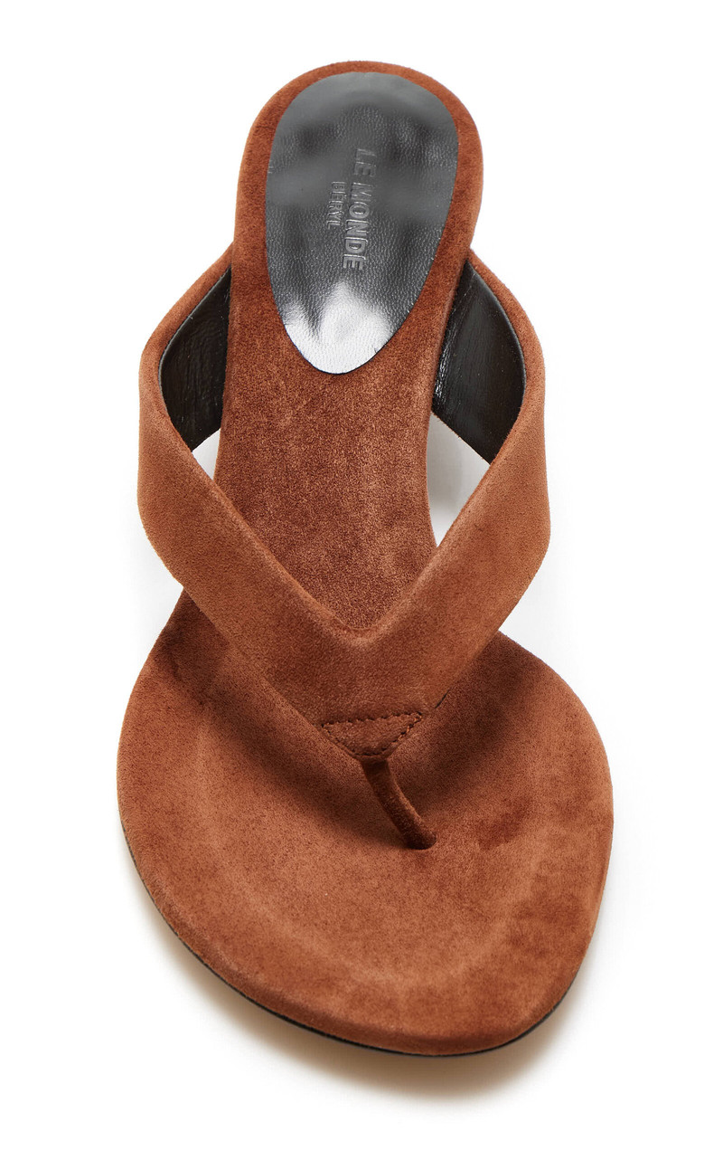 LE MONDE BÉRYL Micro-Wedge Calf Hair Thong Sandals tan outlook