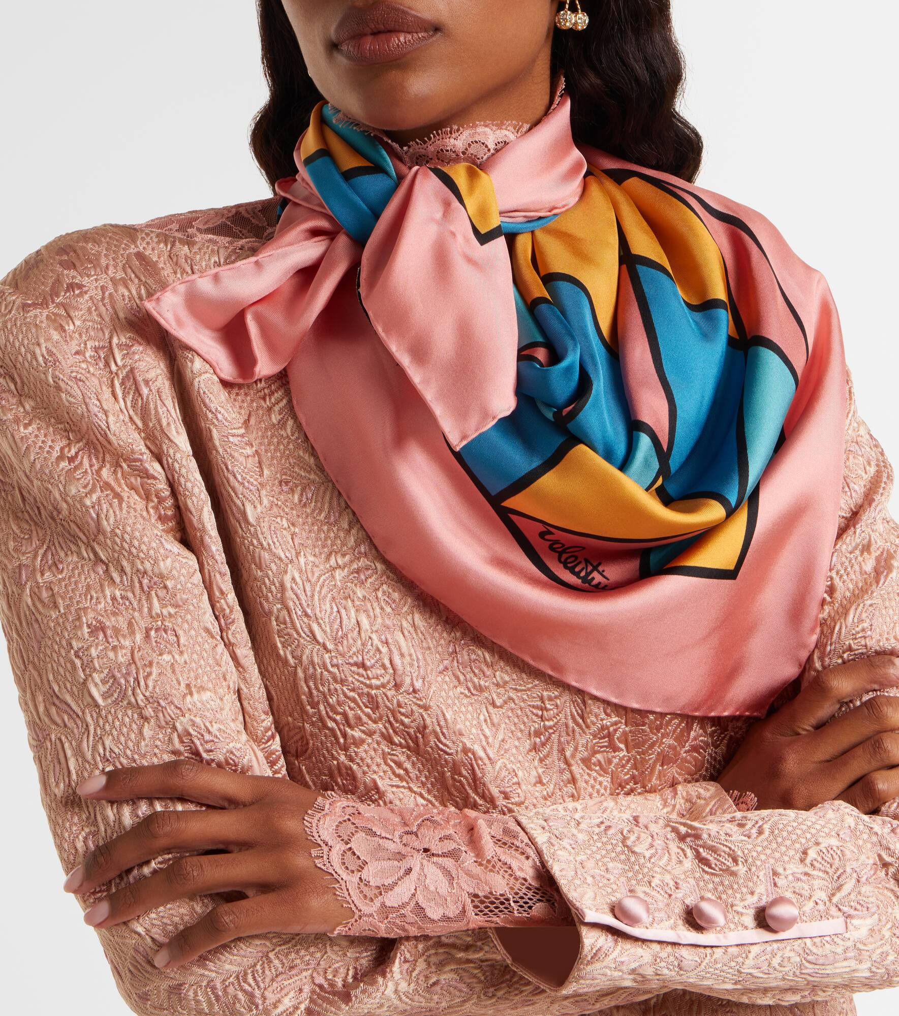 Rhombelle checked silk scarf - 3