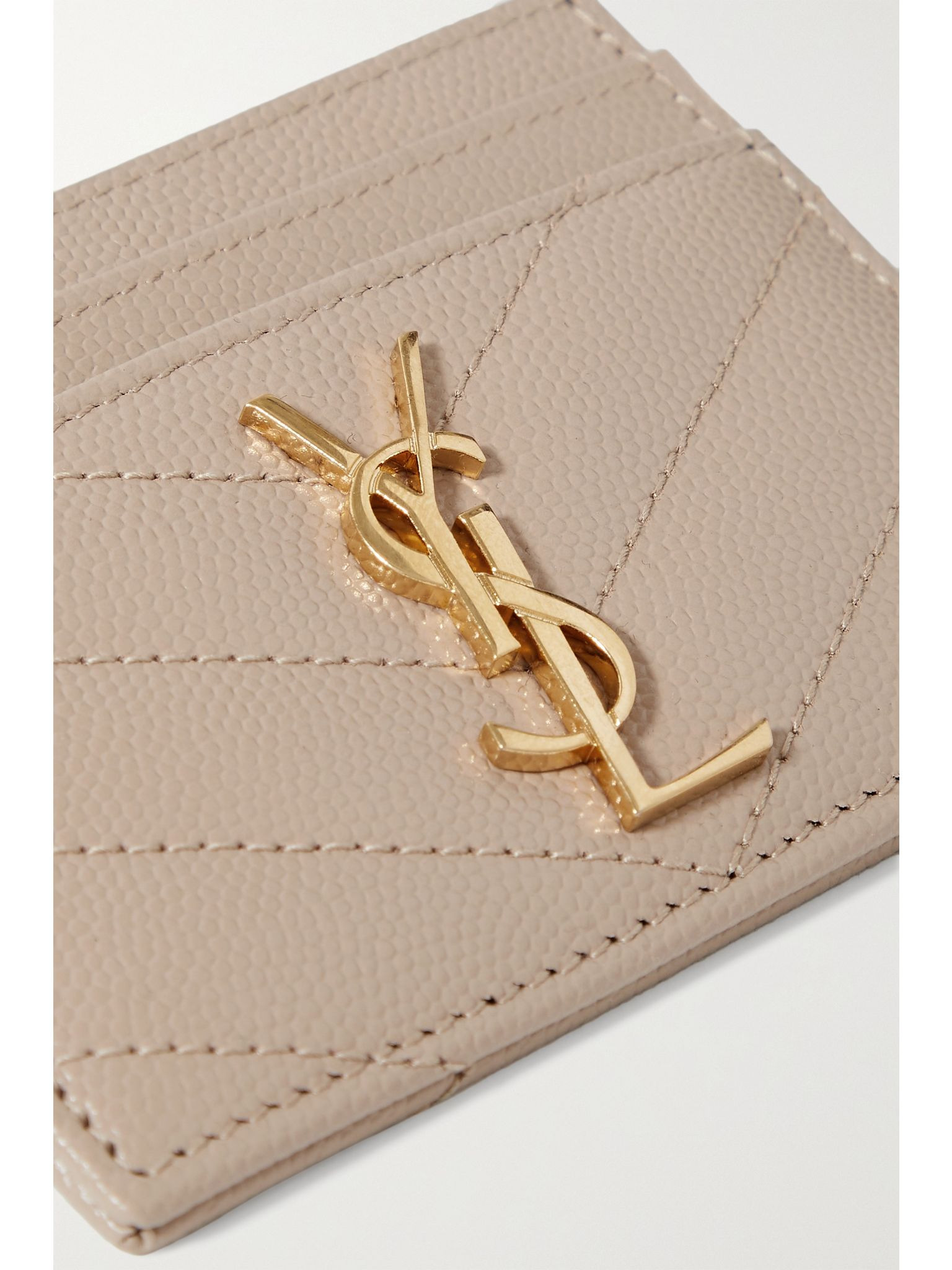 Monogramme quilted textured-leather cardholder Beige - 3