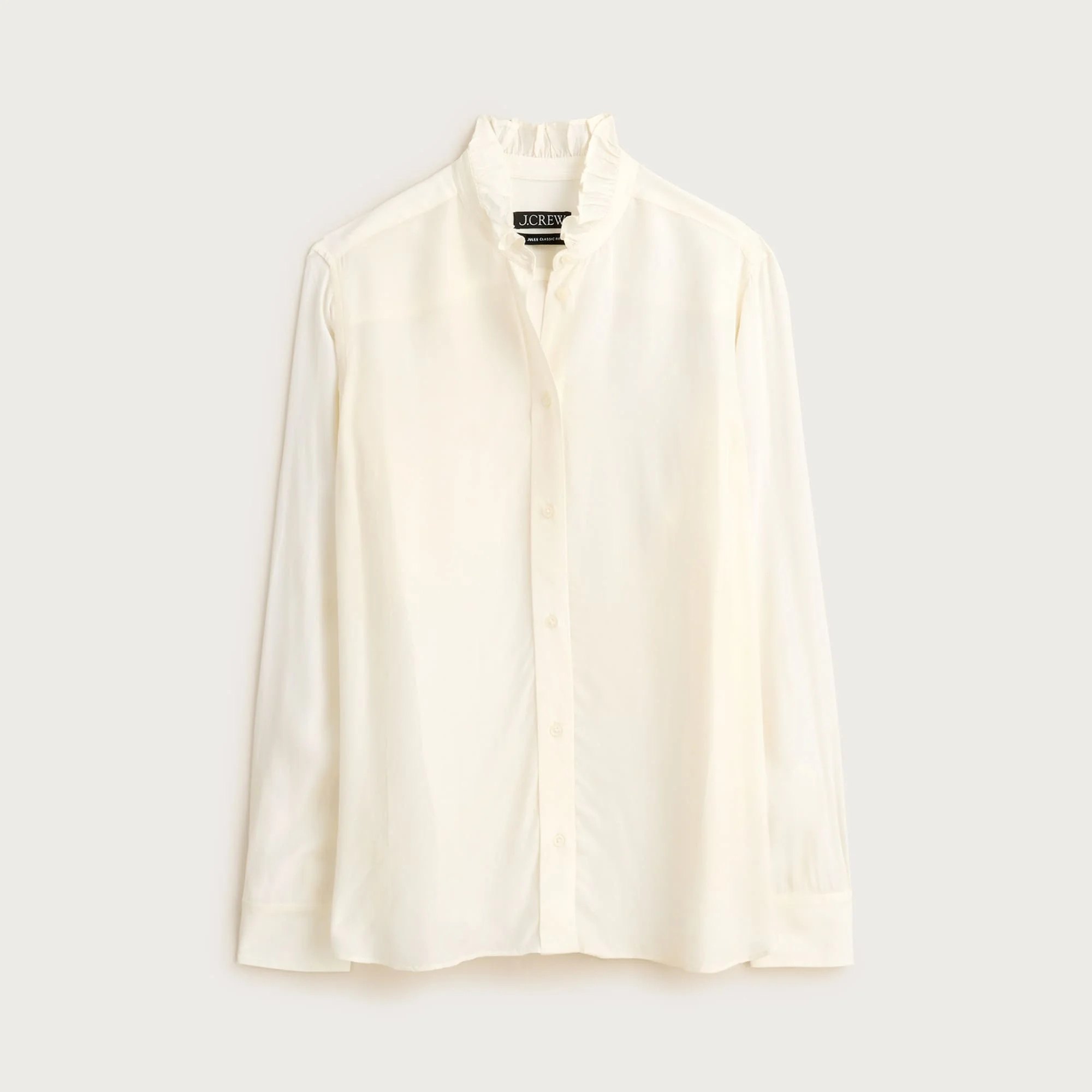 Jules ruffle-collar button-up shirt in crepe de chine - 1