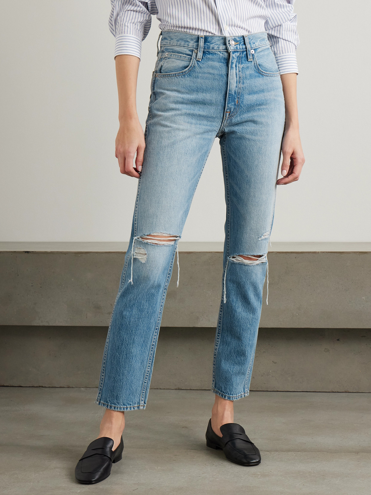 Virginia Distressed High-rise Slim-leg Jeans - 4
