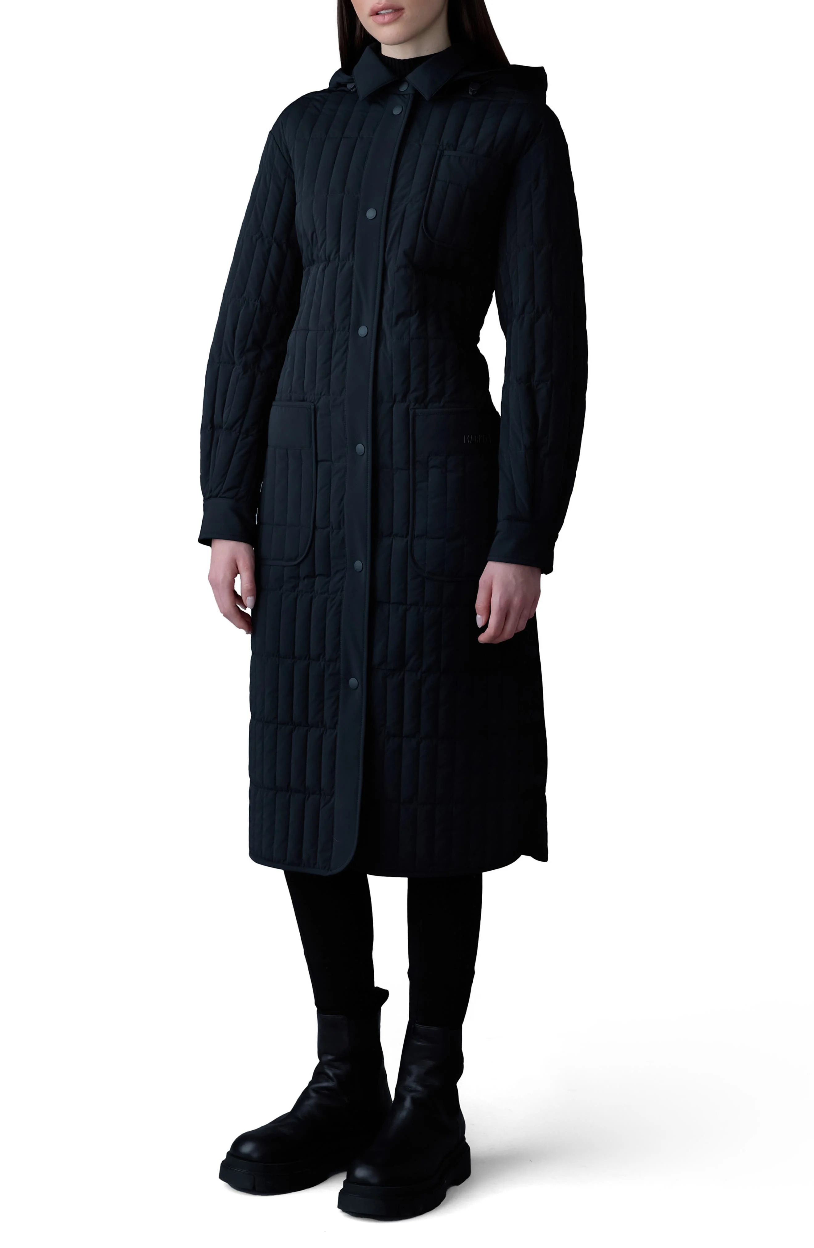Mackage Tadoka Down & Feather Long Hooded Coat in Black at Nordstrom - 1