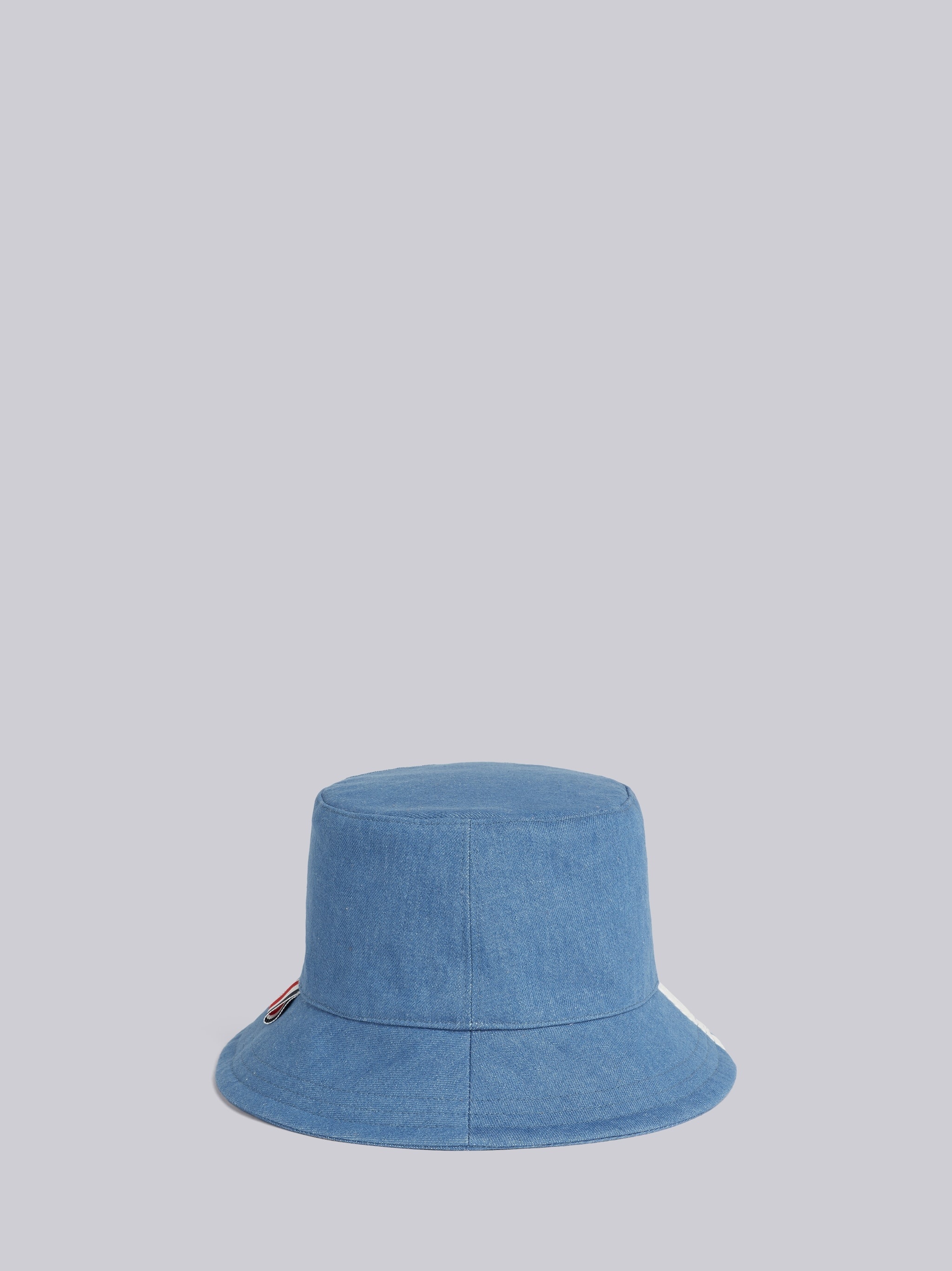 Blue Washed Denim 4-Bar Classic Bucket Hat - 3