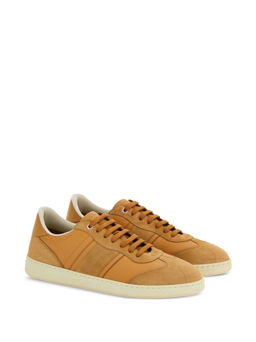 panelled lace-up leather sneakers - 2