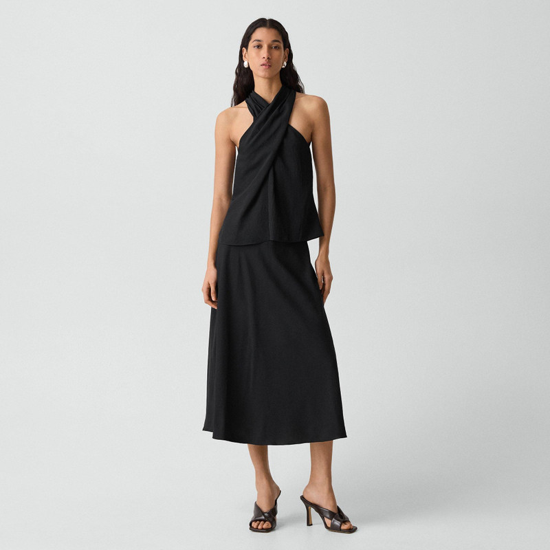 Theory Twisted Halter Top in Washed Twill outlook