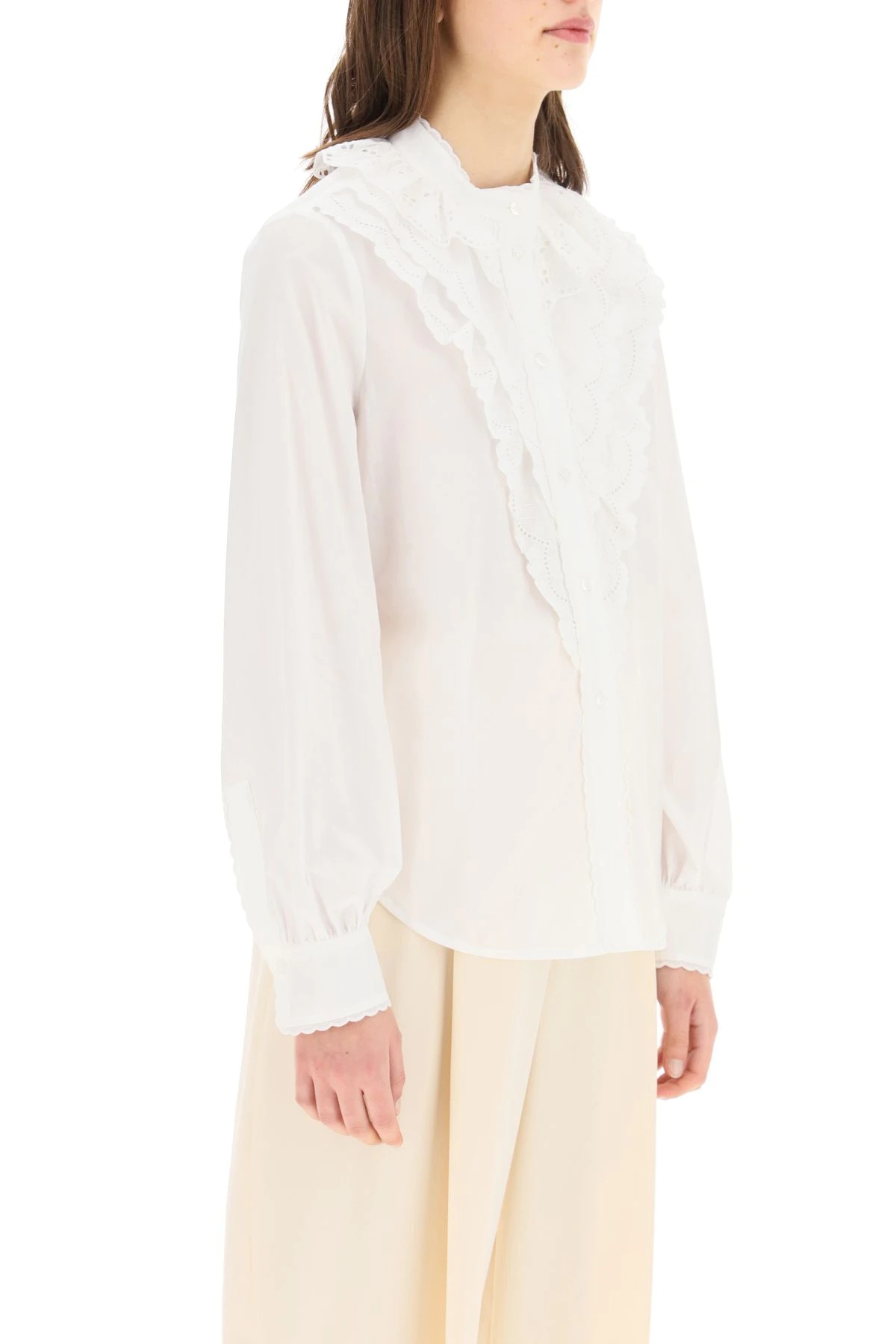 SHIRT WITH SANGALLO LACE RUFFLES - 3