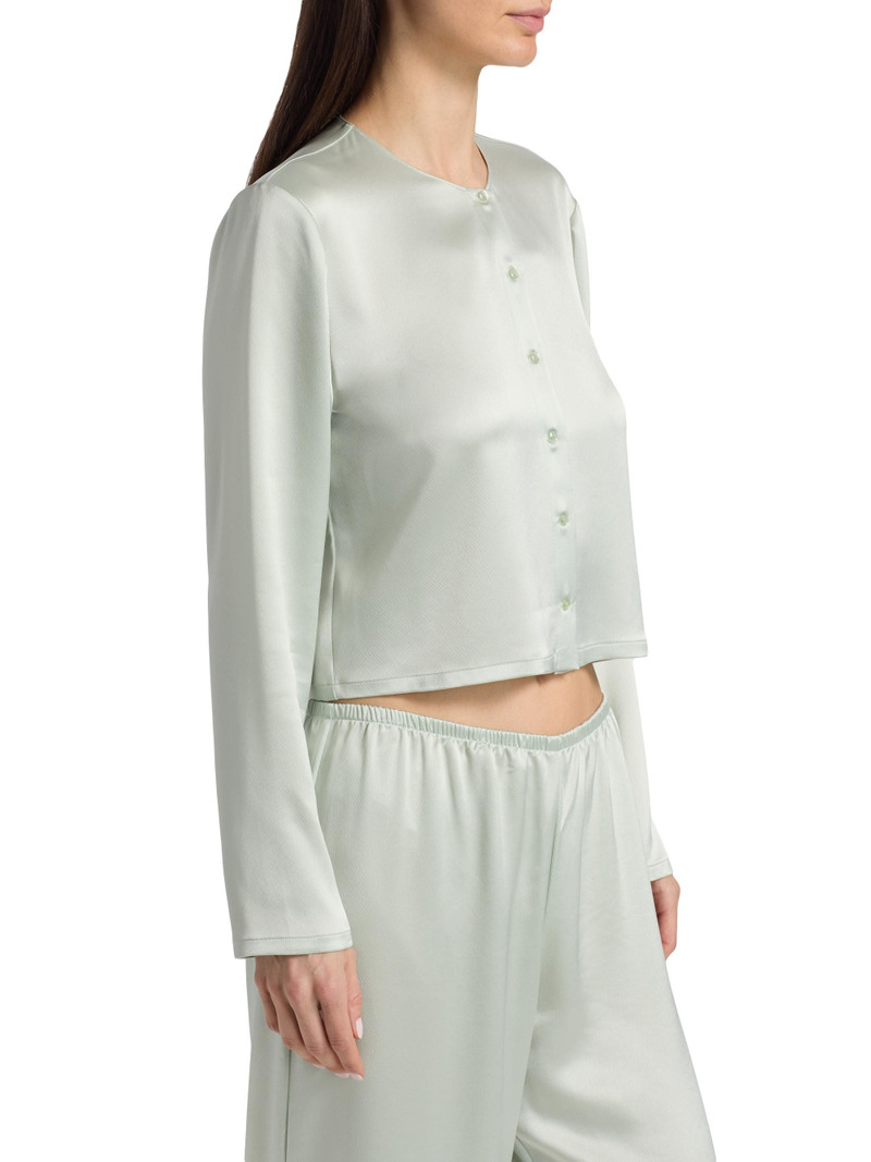 Women's Barb Satin Crewneck Cardigan - Watercress 4