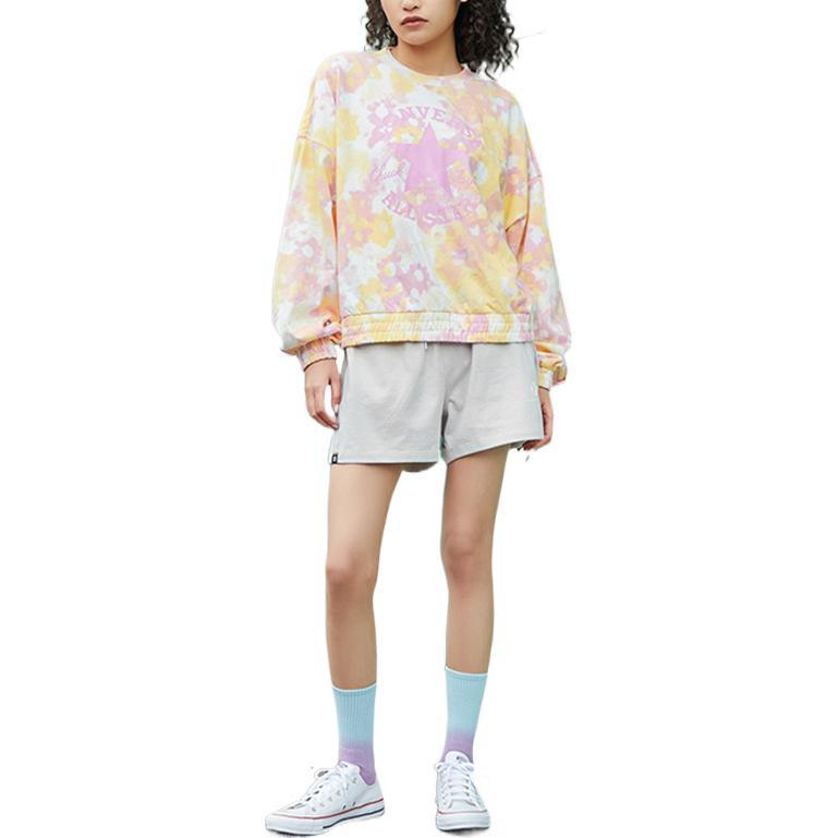 (WMNS) Converse Washed Floral Cotton Crew Neck Shirt 'Pink' 10023196-A01 - 3