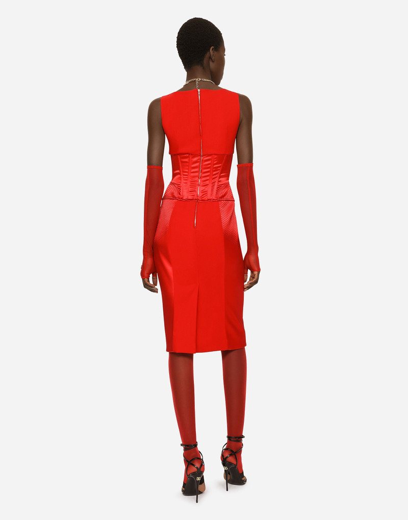 Satin and cady calf-length dress 5