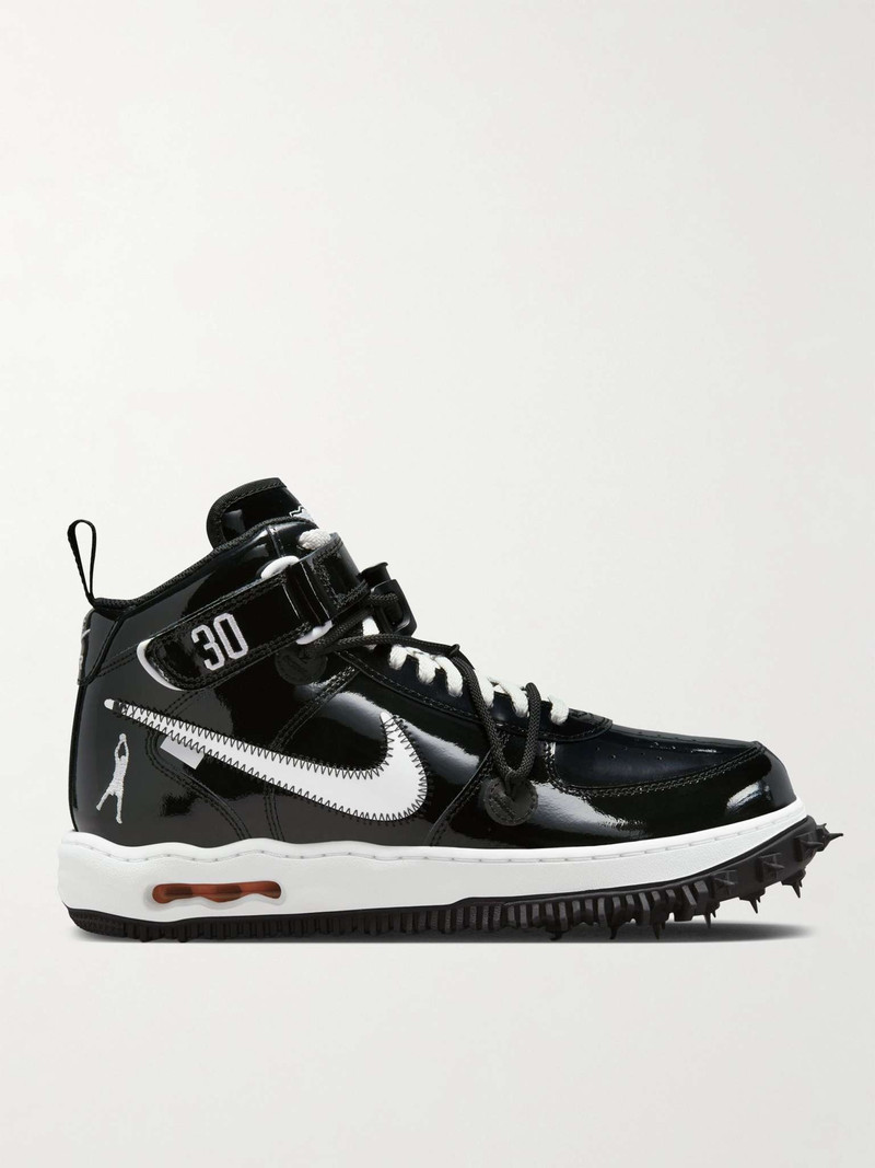 + Off-White Air Force 1 Mid Patent-Leather Sneakers - 1
