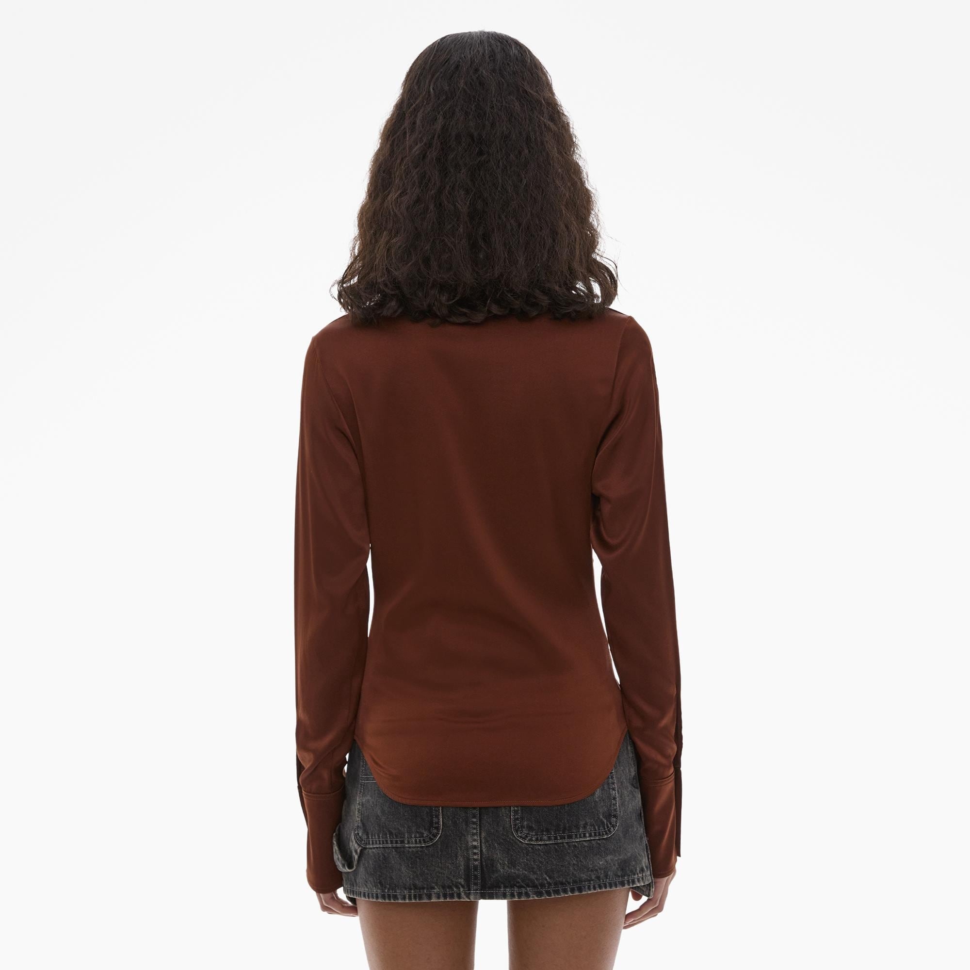STRETCH SILK COWL NECK BLOUSE - 4