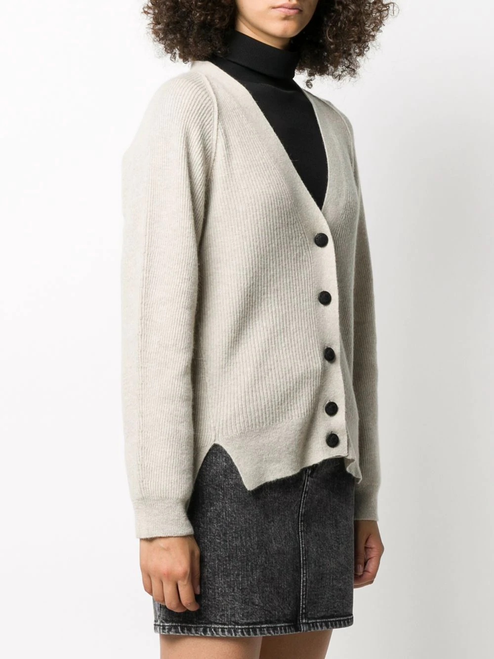 raglan-sleeve ribbed cardigan - 3