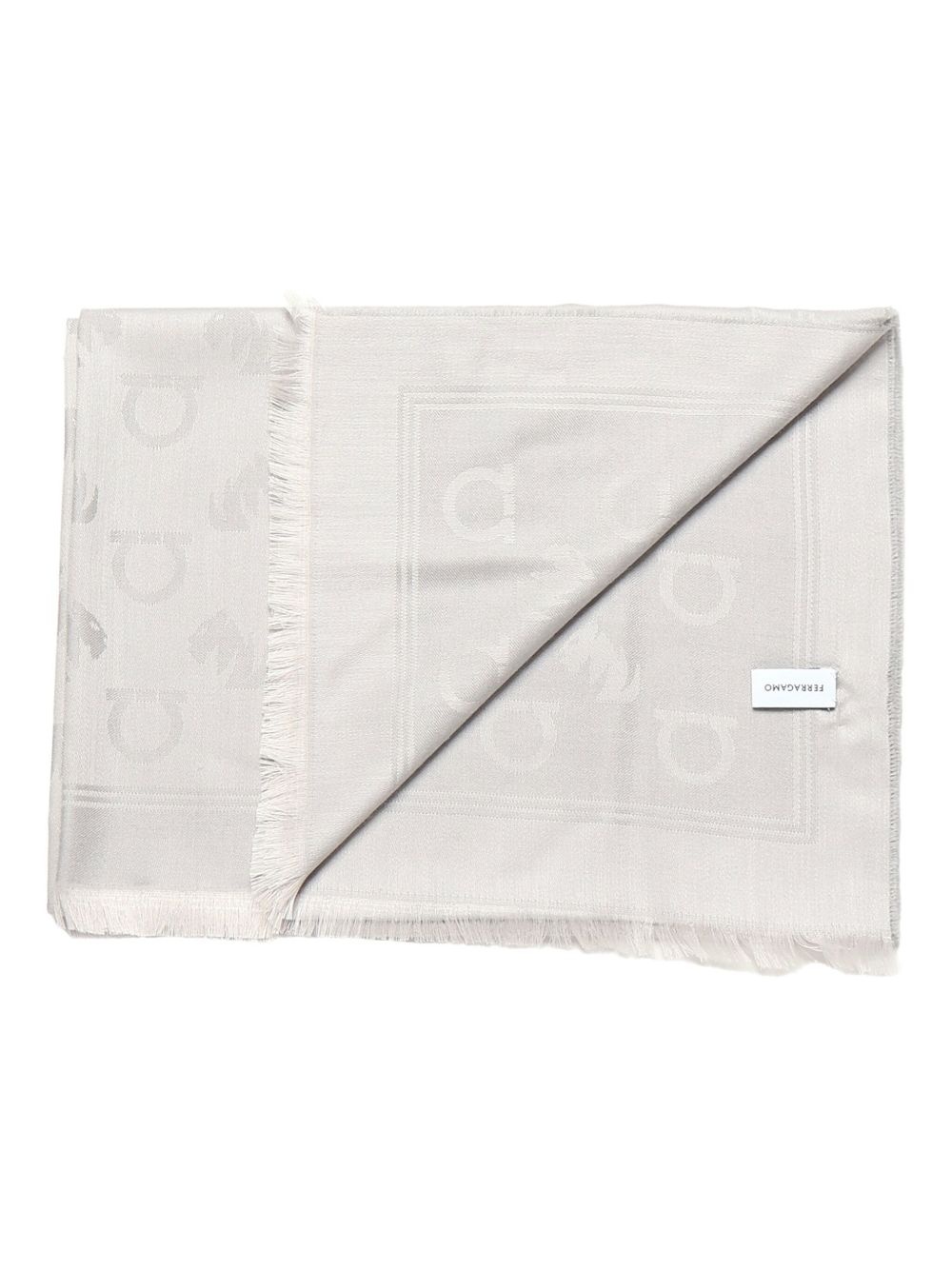Gancini-pattern fringed scarf - 2