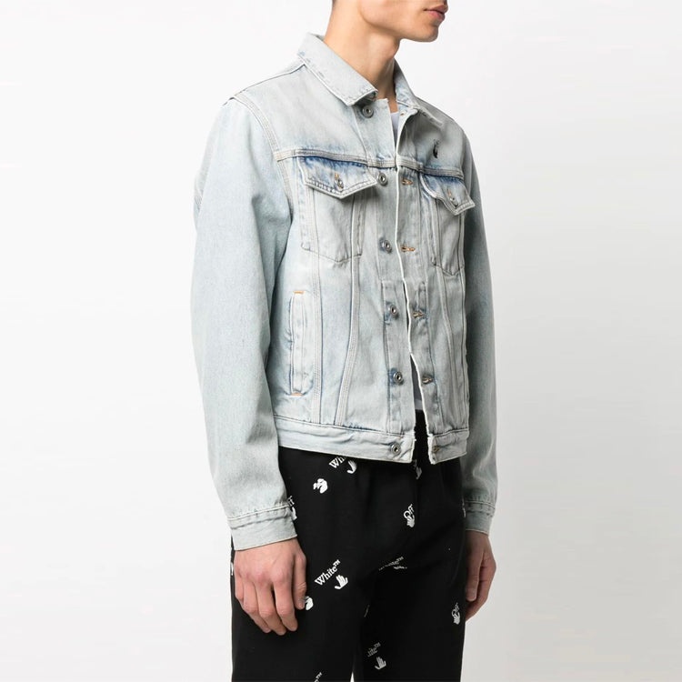 Off-White SS21 Back Printing Denim Jacket Blue OMYE054R21DEN0024010 - 5