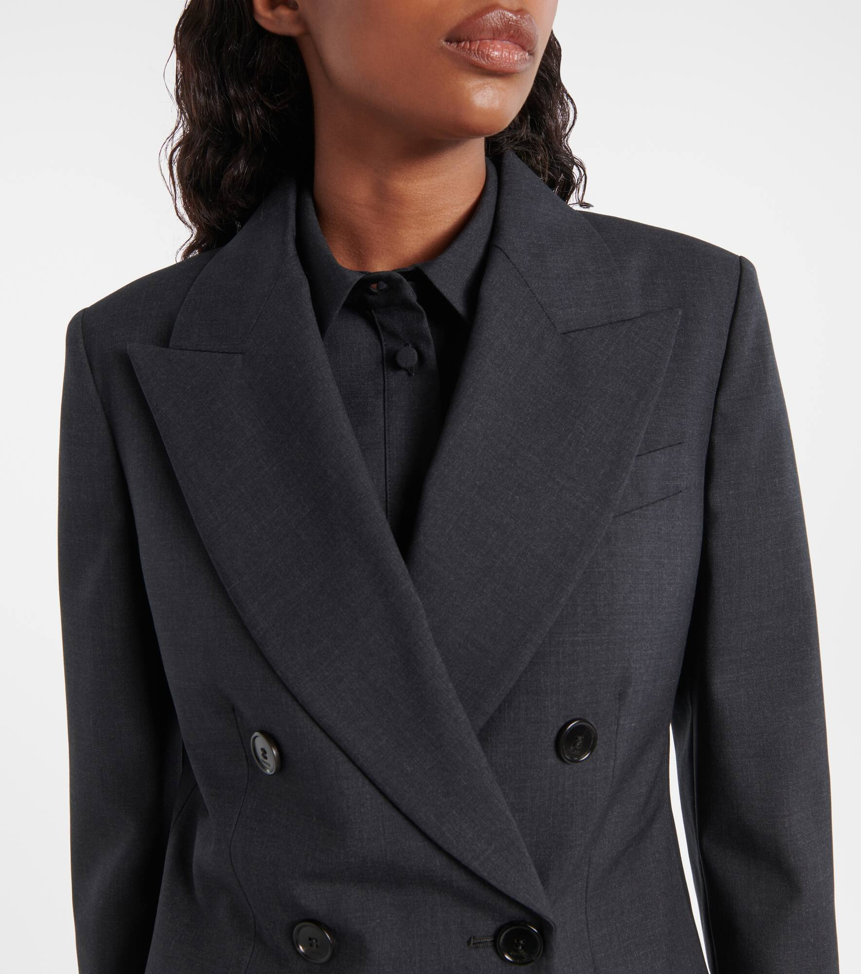 Double-breasted wool blazer - 4