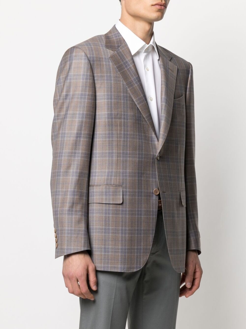 checked single-breasted blazer - 3